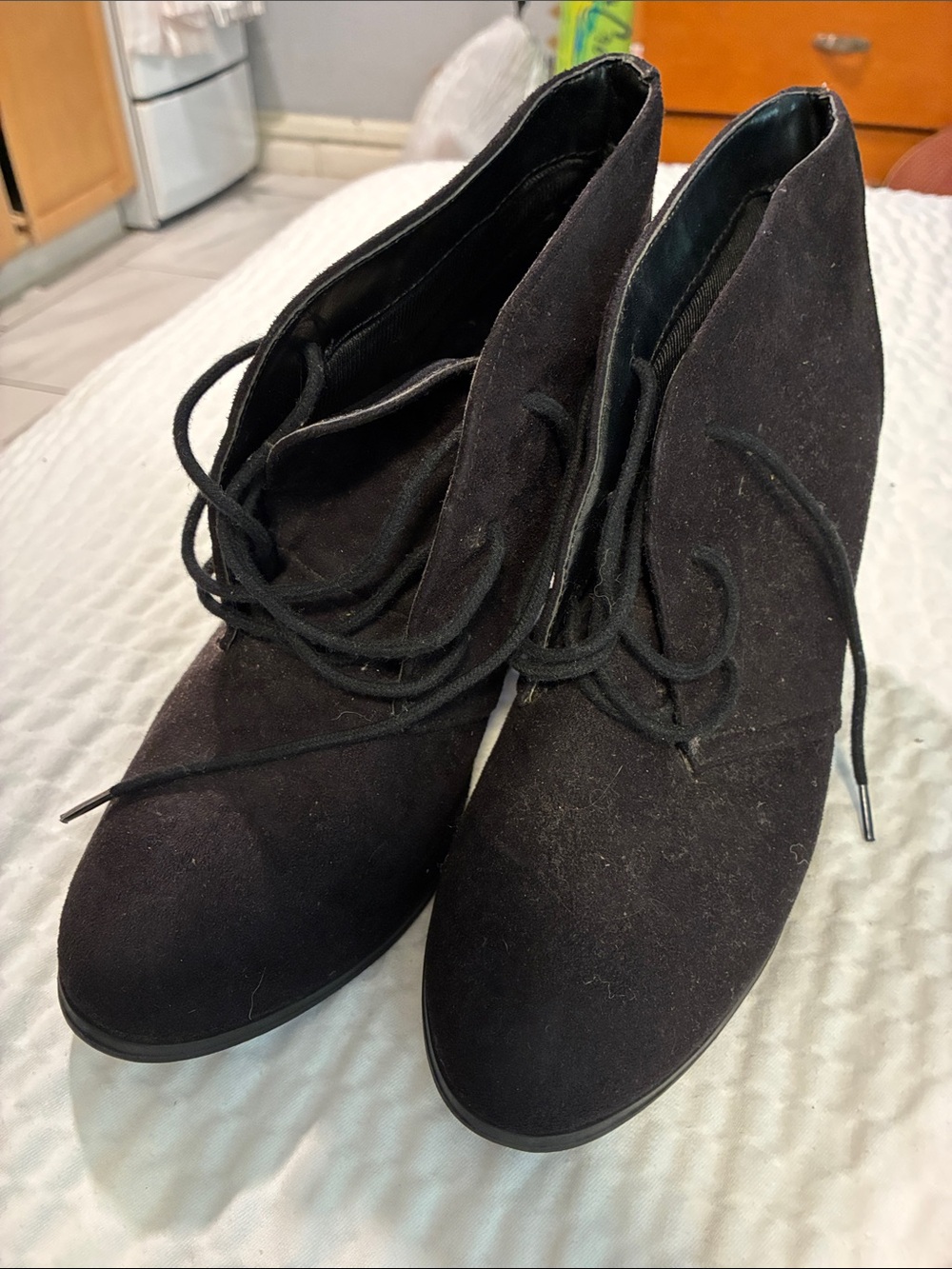 Black Lace-Up Ankle Booties